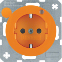 GNIAZDO Z UZIEMIENIEM I KONTROLNĄ DIODĄ LED POMARAŃCZOWY POŁYSK R.1/R.3  - HAGER - 6765092007