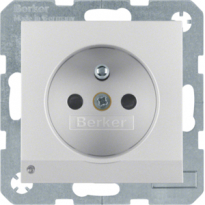 GNIAZDO Z UZIEMIENIEM I PODŚWIETLENIEM ORIENTACYJNYM LED ALU MAT BERKER B.KWADRAT/B.7 - HAGER - 6765101404