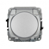 TREND Mechanizm gniazda bryzgoszczelnego 2P+Z SCHUKO; srebrny metalik - KARLIK - 7GPB-1s