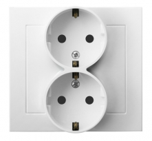 GNIAZDO PODWÓJNE SCHUKO BIAŁY KIER - OSPEL - GP-2WS/00