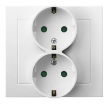 GNIAZDO PODWÓJNE SCHUKO BIAŁY KIER - OSPEL - GP-2WSP/00