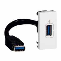 GNIAZDO USB 3.0 Z PRZEWODEM 1 MODUŁ BIAŁY MOSAIC - LEGRAND - 078746