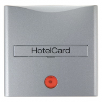 ŁĄCZNIK NA KARTĘ HOTELOWĄ-NASADKA Z NADRUKIEM I CZERWONĄ SOCZEWKĄ ALU B.1/B.7  - HAGER - 16401404