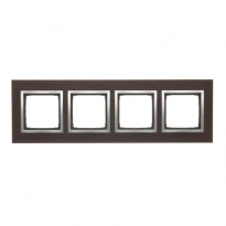 Ramka 4-krotna Nature-Drewno, SREBRNE WENGE, IP20/IP44* (*IP44-należy zastosować zestaw uszczelek DUN4) - KONTAKT SIMON - DRN4/84