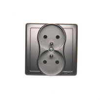 Gniazdo wtyczkowe z uziemieniem podwójne, monoblok, 16A, 250V~, zaciski śrubowe; stal inox *Kompletne - nie do ramek - KONTAKT SIMON - BMGZ2/21