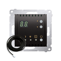Regulator temperatury z wyświetlaczem z czujnikiem zewnętrznym (moduł) 16(2) A, 230V~; antracyt *W komplecie czujnik zewnętrzny (sonda) - KONTAKT SIMON - DTRNSZ.01/48