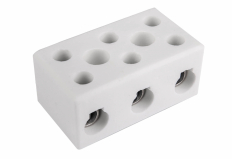 Złączka gwintowa porcelanowa z otw. montażowymi,16 mm2, 3 tory - (kolor biały) - SIMET - 80733516