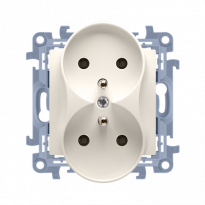 GNIAZDO PODWÓJNE Z UZIEMIENIEM 2X2P+Z ZACISKI ŚRUBOWE 16A 250V IP20 KREMOWY SIMON 10 - KONTAKT SIMON - CGZ2M.01/41