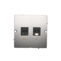 Gniazdo komputerowe RJ45 kat.5e + telefoniczne RJ11 (moduł). Montaż gniazda na wkręty do puszki; srebrny mat - KONTAKT SIMON - BMF5T.02/43