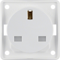 GNIAZDO POJEDYNCZE Z UZIEMIENIEM 2P+Z Z PRZESŁONAMI STANDARD BRYTYJSKI 16A 250V BIAŁY MAT INTEGRO FLOW - HAGER - 962622502