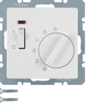 REGULATOR TEMPERATURY POMIESZCZENIA 24 V ZE STYKIEM ZWIERNYM ELEMENTEM CENTRALNYM ŁĄCZNIKIEM I DIODĄ BIAŁY AKSAMIT Q.1  - HAGER - 20316089