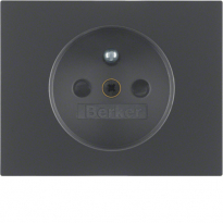 ELEMENT CENTRALNY DO GNIAZDA Z UZIEMIENIEM Z PRZYSŁONAMI ANTRACYT MAT LAKIEROWANY K.1 - HAGER - 3965757006