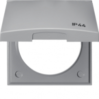RAMKA Z POKRYWĄ Z NADRUKIEM "IP44" SZARY POŁYSK INTEGRO FLOW - HAGER - 918282597