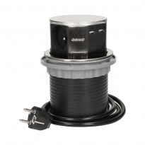 GNIAZDO OKRĄGŁE WYSUWANE Z BLATU 3X250V AC +2XUSB Z PRZEWODEM 1,5M, INOX. - ORNO - OR-AE-1381