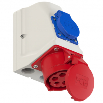 GNIAZDO STAŁE KOMBI 16A 5P 400V + 2P+Z 230V /Z OKABLOWANIEM/ IP44 - PCE - 9215-6f.