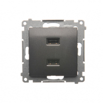 ŁADOWARKA 2XUSB 2.1 A 5V DC 230V ANTRACYT SIMON 54 - KONTAKT SIMON - DC2USB.01/48