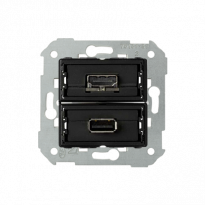 Gniazdo USB + HDMI (V1.4), żeńskie. Podłączenie HDMI kątowe. !Wymagana puszka podtynkowa wielopolowa (nie łączona) - KONTAKT SIMON - 7501095-039