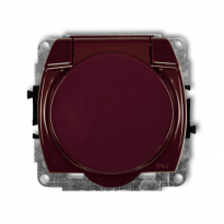 Mechanizm gniazda bryzgoszczelnego 2P+Z (klapka brązowa) - KARLIK - 4GPB-1z