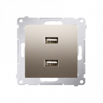 Ładowarka 2 x USB (moduł), 2.1 A, 5V DC, 230V; złoty mat - KONTAKT SIMON - DC2USB.01/44