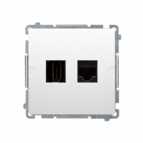 Gniazdo HDMI + RJ45 kat.6. (moduł); biały - KONTAKT SIMON - BMGHRJ45.01/11