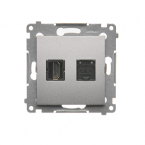 GNIAZDO HDMI + KOMPUTEROWE RJ45 KAT. 6 SREBRNY MAT SIMON 54 - KONTAKT SIMON - DGHRJ45.01/43