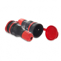 GNIAZDO PRZENOŚNE Z KLAPKĄ 1-FAZOWE 16A 2P+Z 250V IP54 CZARNO-CZERWONY EXTREM. - PLASTROL - GN-54 CZARNO-CZERWONY EXTREM