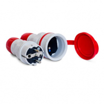 ZESTAW INSTALACYJNY 16A GNIAZDO GN-54 + WTYCZKA WT-54 250V IP54 SZARY -CZERWONY EXTREM - PLASTROL - ZWG-54 SZARO-CZERWONY EXTREM