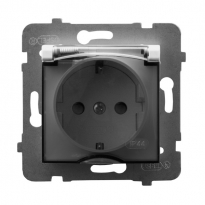 GNIAZDO BRYZGOSZCZELNE Z UZIEMIENIEM SCHUKO IP44 WIECZKO PRZEZROCZYSTE BIAŁY ARIA - OSPEL - GPH-1US/m/00/d