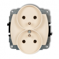 TREND Mechanizm gniazda podwójnego do ramki z uziemieniem 2x2P+Z beżowe - KARLIK - 1GPR-2z