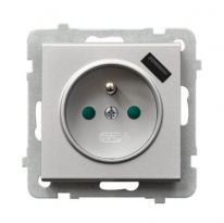 GNIAZDO POJEDYNCZE 2P+Z Z UZIEMIENIEM Z ŁADOWARKĄ USB 5V/2.1A SREBRO MAT SONATA - OSPEL - GP-1RZPUSB/m/38