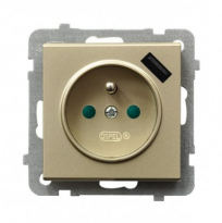 GNIAZDO POJEDYNCZE 2P+Z Z UZIEMIENIEM Z ŁADOWARKĄ USB 5V/2.1A  SZAMPAŃSKI ZŁOTY SONATA - OSPEL - GP-1RZPUSB/m/39