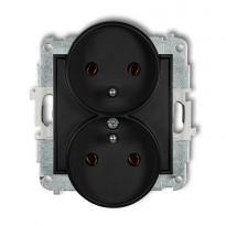 GNIAZDO PODWÓJNE Z UZIEMIENIEM 2x(2P+Z) CZARNY MAT MINI - KARLIK - 12MGPR-2z
