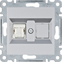 GNIAZDO KOMPUTEROWE POJEDYNCZE RJ45 KAT. 5E UTP SREBRNY LUMINA INTENSE - HAGER - WL2112