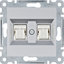 GNIAZDO KOMPUTEROWE PODWÓJNE 2XRJ45 KAT. 5E UTP SREBRNY LUMINA INTENSE - HAGER - WL2122