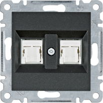GNIAZDO KOMPUTEROWE PODWÓJNE 2XRJ45 KAT. 5E UTP CZARNY LUMINA INTENSE - HAGER - WL2123