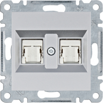 lumina Gniazdo komputerowe podwójne RJ45 kat.5e FTP, srebrny - HAGER - WL2142