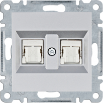 lumina Gniazdo komputerowe podwójne RJ45 kat.6 FTP, srebrny - HAGER - WL2182
