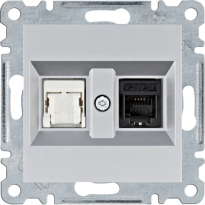 lumina Gniazdo RJ11/12 + RJ45, srebrny - HAGER - WL2212
