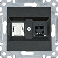 lumina Gniazdo RJ11/12 + RJ45, czarny - HAGER - WL2213