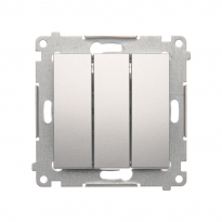 Łącznik potrójny z podświetleniem LED (moduł) 10AX, 250V~, szybkozłącza; srebrny mat - KONTAKT SIMON - DW31L.01/43