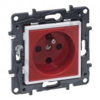 GNIAZDO POJEDYNCZE Z UZIEMIENIEM DATA 2P+Z BLOKOWANE ZACISKI AUTOMATYCZNE 16A 230V CZERWONY NILOE STEP - LEGRAND - 863031