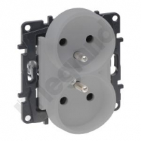 GNIAZDO PODWÓJNE Z UZIEMIENIEM 2X2P+Z ZACISKI ŚRUBOWE 16A 230V ALUMINIUM NILOE STEP - LEGRAND - 863332