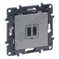 GNIAZDO PODWÓJNE USB  TYP C 3A ALUMINIUM NILOE STEP - LEGRAND - 863339