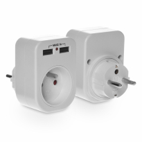 Gniazdo z uziemieniem 1P+Z, 10A, 250V~, 2xUSB 2.1A - PLASTROL - R-1USB