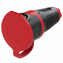 GNIAZDO PRZENOŚNE JEDNOFAZOWE GUMOWE 10/16A 2 P+Z  Gniazdo gumowe z bolcem + zatyczka TAURUS2 - PCE - 2411-srw