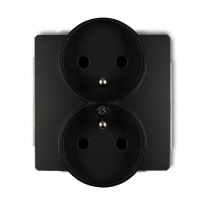 DECO MECHANIZM GNIAZDA PODWÓJNEGO DO RAMKI Z UZIEM. 2X(2P+Z) (PRZESŁ. TORÓW PRĄD.) czarny mat - KARLIK - 12DGPR-2zp