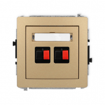 Deco mechanizm gniazda głośnikowego podwójnego złoty metalik - KARLIK - 8DGG-2