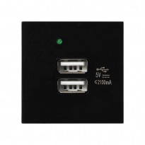 NOEN USB x 2, podwójny port modułowy 45x45mm z ładowarką USB, 2,1A 5V DC, czarny - ORNO - OR-GM-9010/B/USBX2