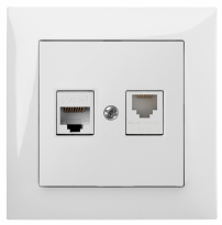 GNIAZDO KOMPUTEROWO-TELEFONICZNE RJ45+RJ11 BIAŁE SENTIA - ELEKTRO-PLAST NASIELSK - 1459-10
