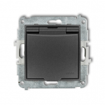MINI Mechanizm gniazda bryzgoszczelnego z uziemieniem 2P+Z (klapka grafit (przesłony torów prądowych - KARLIK - 11MGPB-1zp